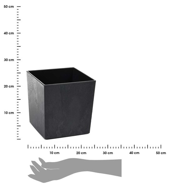 PLASTOVÝ KVĚTINÁČ FLORE 19X19 CM IMITACE BETONU ČERNÁ