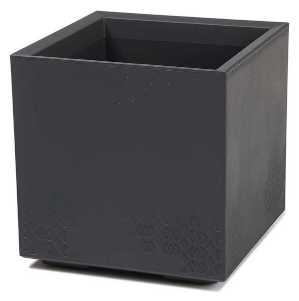 PLASTOVÝ KVĚTINÁČ NA KOLEČKÁCH BETONIQUE ECO 40X40 CM IMITACE BETONU ANTRACITOVÁ