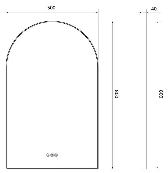 Cersanit Crea II zrcadlo 50x80 cm oválný s osvětlením s vyhřívací podložkou zlatá S1058–038