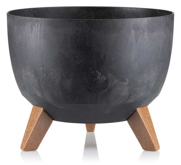 PLASTOVÝ KVĚTINÁČ ROSA ECO 18X29 CM IMITACE BETONU ČERNÁ