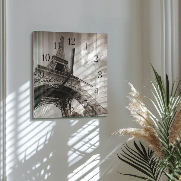 Skleněné hodiny na stěnu Paříž zskc-30x30-00177718