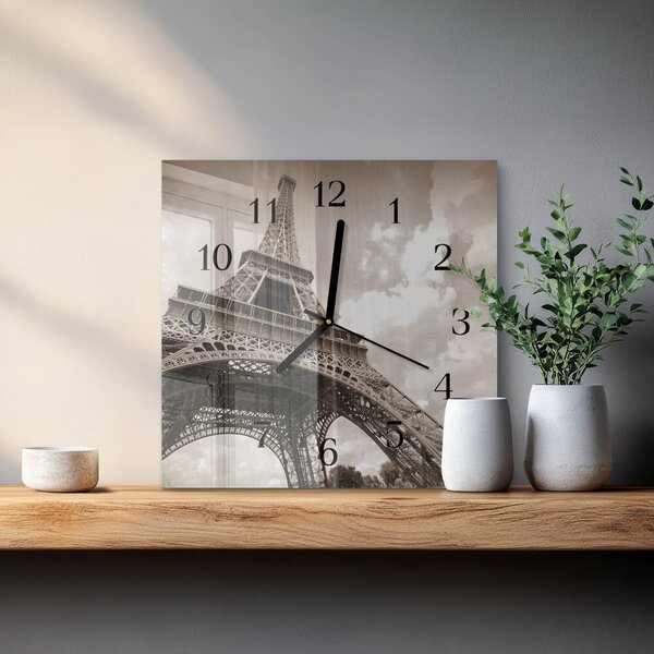 Skleněné hodiny na stěnu Paříž zskc-30x30-00177718