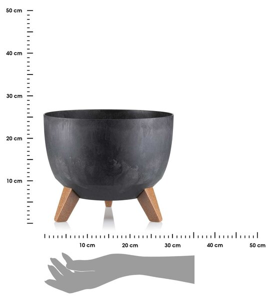 PLASTOVÝ KVĚTINÁČ ROSA ECO 18X29 CM IMITACE BETONU ČERNÁ