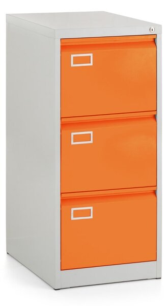 Kovová kartotéka A4 - 3 zásuvky, 45,5 x 62 x 101,5 cm, cylindrický zámek, oranžová - ral 2004
