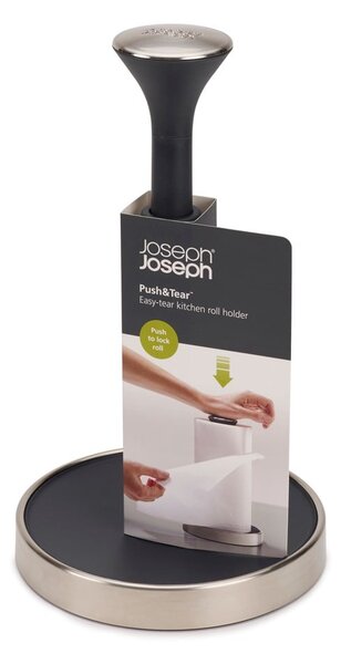 Černý stojan na kuchyňské utěrky Joseph Joseph Push´n´Tear