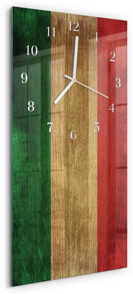 Skleněné hodiny vertikální Italská vlajka zsppb-30x60-00084859