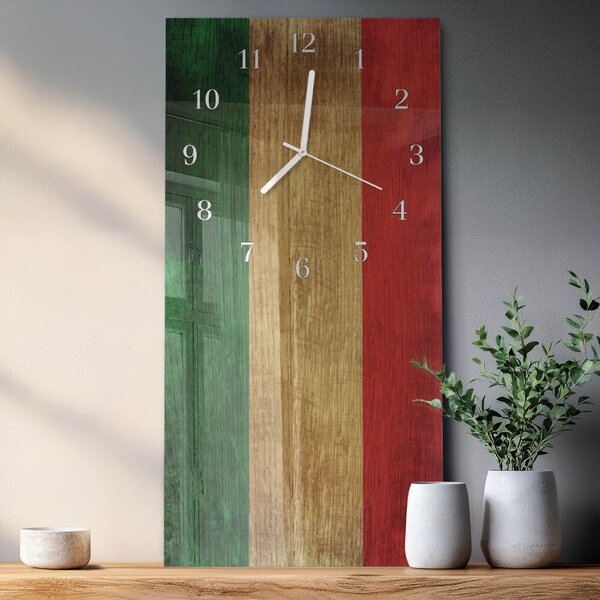 Skleněné hodiny vertikální Italská vlajka zsppb-30x60-00084859
