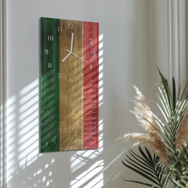 Skleněné hodiny vertikální Italská vlajka zsppb-30x60-00084859