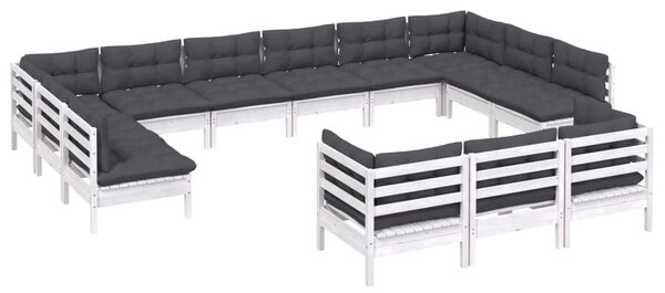 13dílná zahradní sedací souprava s poduškami bílá borovice