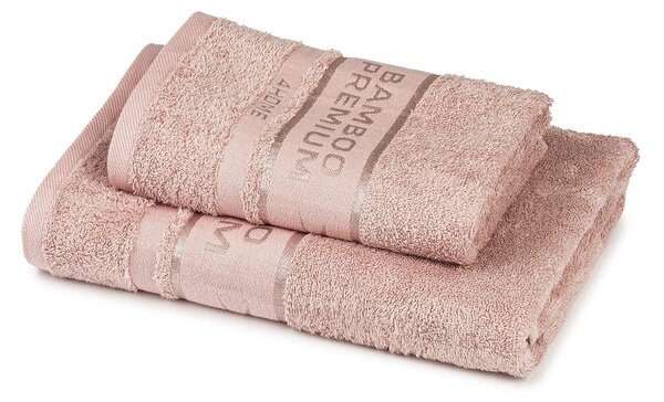 Sada Bamboo Premium osuška a ručník růžová, 70 x 140 cm, 50 x 100 cm
