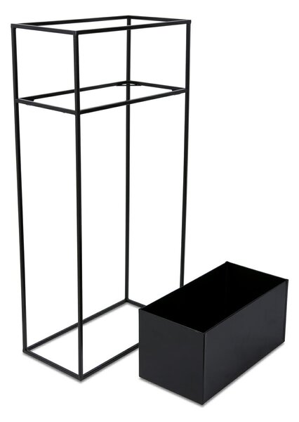 KOVOVÝ KVĚTINÁČ SE STOJÁNEM RECT 90X24X44 CM ČERNÁ
