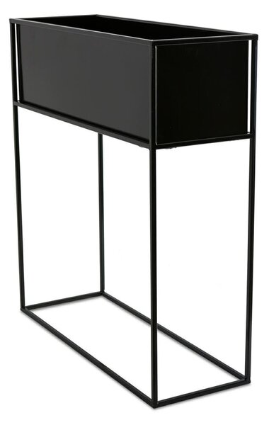 KOVOVÝ KVĚTINÁČ SE STOJÁNEM RECT 70X24X64 CM ČERNÁ