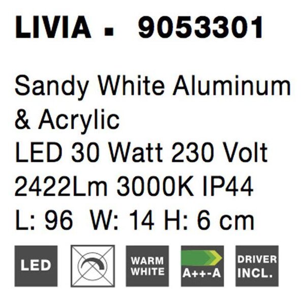 Nova Luce Nástěnné svítidlo nad obrazy a zrcadla LIVI, LED 30W 3000K IP44, 96cm Barva: Bílá