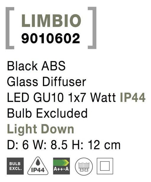 Nova Luce Venkovní nástěnné svítidlo LIMBIO, GU10 1x7W IP44 světlo dolů Barva: Bílá