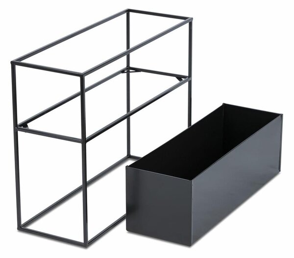 KOVOVÝ KVĚTINÁČ SE STOJÁNEM RECT 50X24X64 CM ČERNÁ