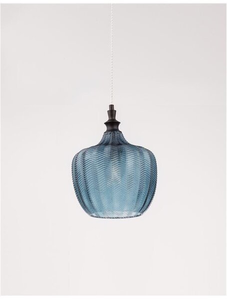 Nova Luce Závěsné svítidlo LONI, 24cm, E27 1x12W Barva: Modré sklo