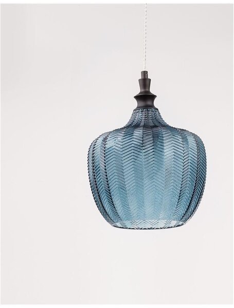 Nova Luce Závěsné svítidlo LONI, 24cm, E27 1x12W Barva: Modré sklo