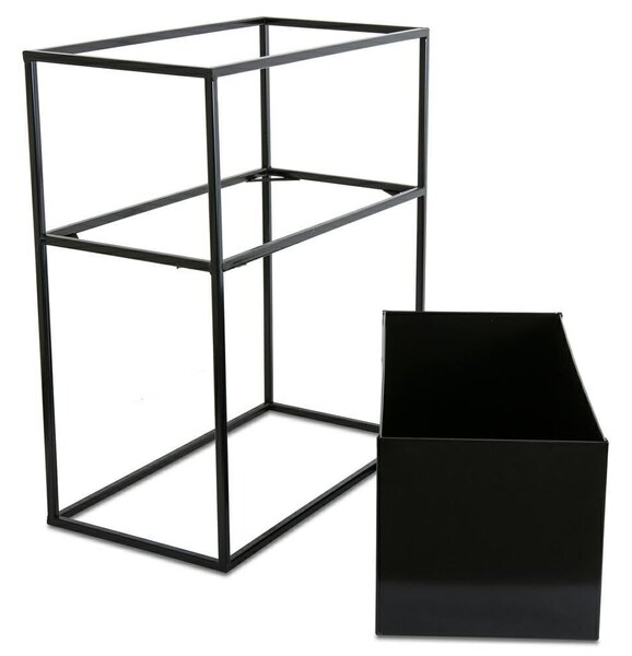 KOVOVÝ KVĚTINÁČ SE STOJÁNEM RECT 50X24X44 CM ČERNÁ