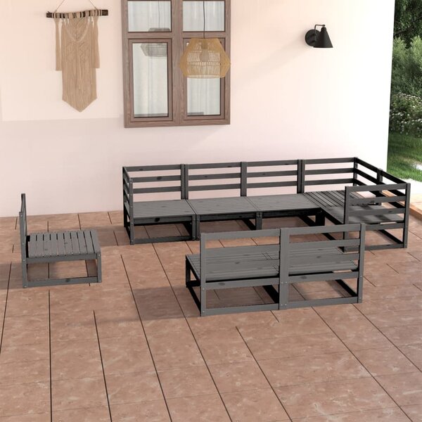 8dílná zahradní sedací souprava šedá masivní borovice