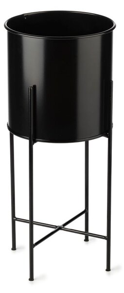 KOVOVÝ KVĚTINÁČ SE STOJÁNEM DARK 55X21 CM ČERNÁ