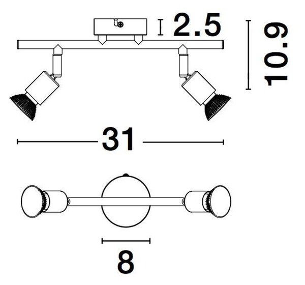 Nova Luce Bodové svítidlo LUP, GU10 2x5W Barva: Černá