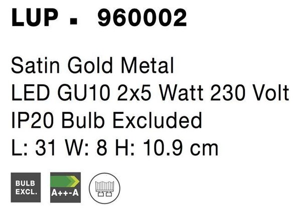 Nova Luce Bodové svítidlo LUP, GU10 2x5W Barva: Černá