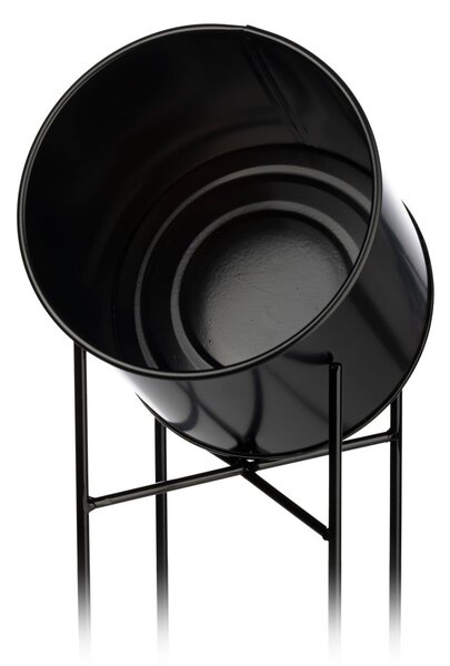 KOVOVÝ KVĚTINÁČ SE STOJÁNEM DARK 55X21 CM ČERNÁ