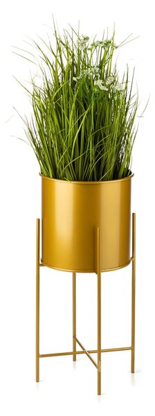 KOVOVÝ KVĚTINÁČ SE STOJÁNEM GOLDEN 55X21 CM ZLATÁ