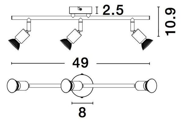 Nova Luce Bodové svítidlo LUP, GU10 3x5W Barva: Černá