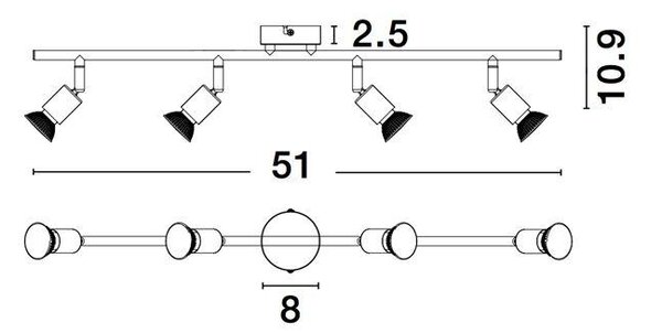Nova Luce Bodové svítidlo LUP, GU10 4x5W Barva: Černá