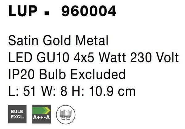 Nova Luce Bodové svítidlo LUP, GU10 4x5W Barva: Černá