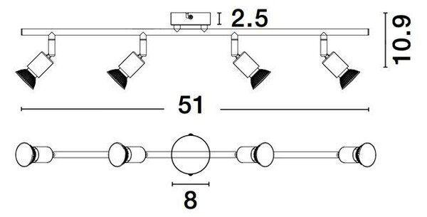 Nova Luce Bodové svítidlo LUP, GU10 4x5W Barva: Černá