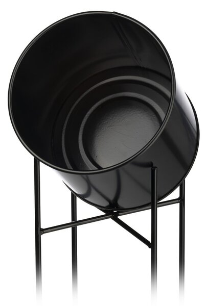 KOVOVÝ KVĚTINÁČ SE STOJÁNEM DARK 75X21 CM ČERNÁ