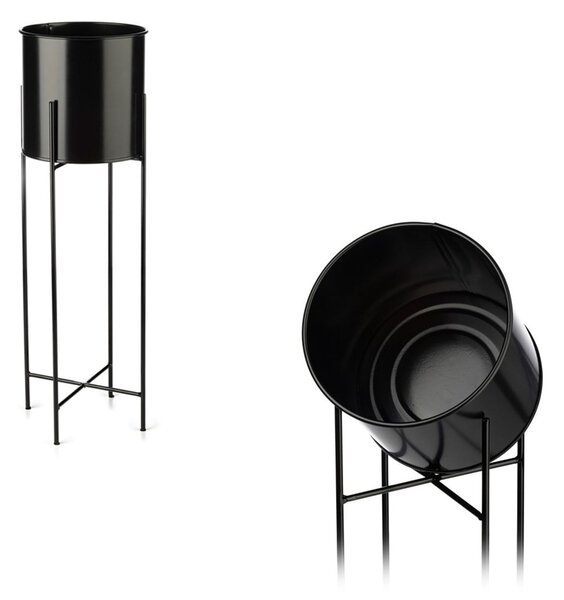 KOVOVÝ KVĚTINÁČ SE STOJÁNEM DARK 75X21 CM ČERNÁ
