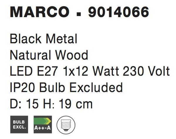 Nova Luce Stolní lampa MARCO, přírodní Dřevo E27 1x12W Barva: Bílá
