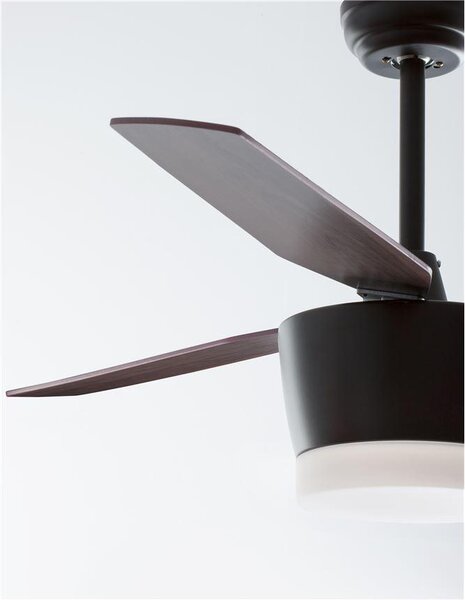 Nova Luce Stropní ventilátor se světlem MONSOON tělo z oceli, 3ABS dřevěné listy LED 18W 3000K Barva: Černá