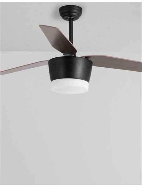 Nova Luce Stropní ventilátor se světlem MONSOON tělo z oceli, 3ABS dřevěné listy LED 18W 3000K Barva: Černá