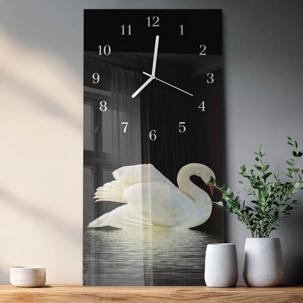 Skleněné hodiny vertikální Labuť zsppb-30x60-00057626