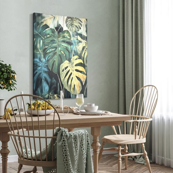 Obraz s ručně malovanými prvky na plátně 70x100 cm Monstera – Styler