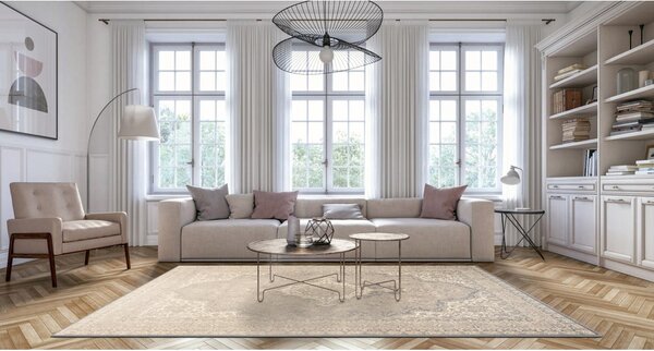 Béžový vlněný koberec 133x180 cm William – Agnella