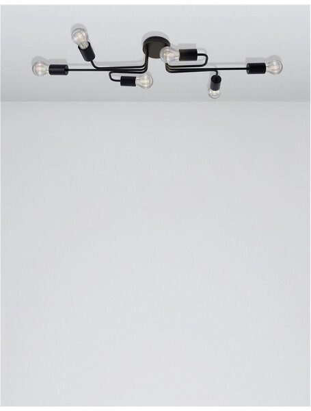 Nova Luce Stropní svítidlo GRANSO černý kov E27 6x12W