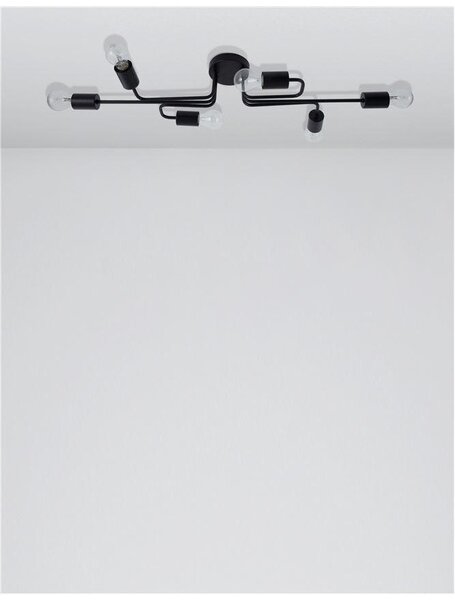 Nova Luce Stropní svítidlo GRANSO černý kov E27 6x12W