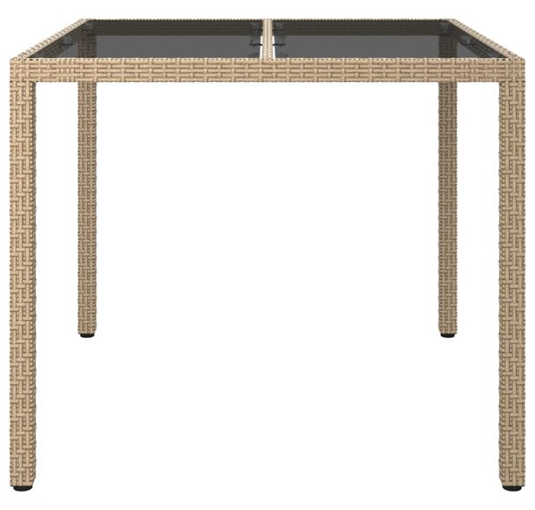 Zahradní stůl 90 x 90 x 75 cm tvrzené sklo a polyratan béžový