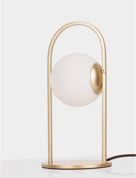 Nova Luce Stolní lampa HOOK saténový zlatý kov a opálové bílé sklo LED 4.8W 3000K