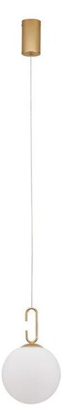 Nova Luce Závěsné svítidlo HOOK saténový zlatý kov a opálové bílé sklo LED 10.6W 3000K