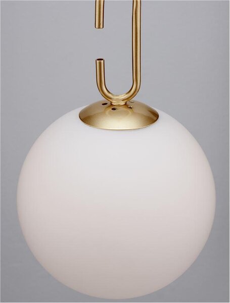 Nova Luce Závěsné svítidlo HOOK saténový zlatý kov a opálové bílé sklo LED 10.6W 3000K