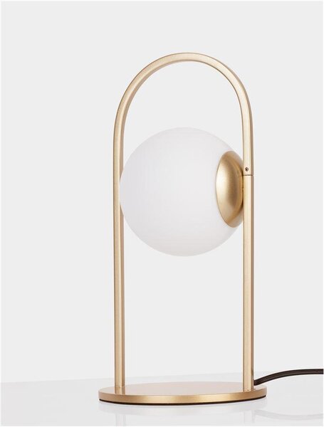 Nova Luce Stolní lampa HOOK saténový zlatý kov a opálové bílé sklo LED 4.8W 3000K