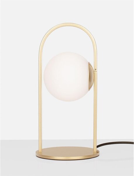 Nova Luce Stolní lampa HOOK saténový zlatý kov a opálové bílé sklo LED 4.8W 3000K
