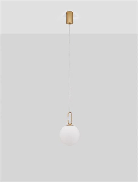 Nova Luce Závěsné svítidlo HOOK saténový zlatý kov a opálové bílé sklo LED 10.6W 3000K