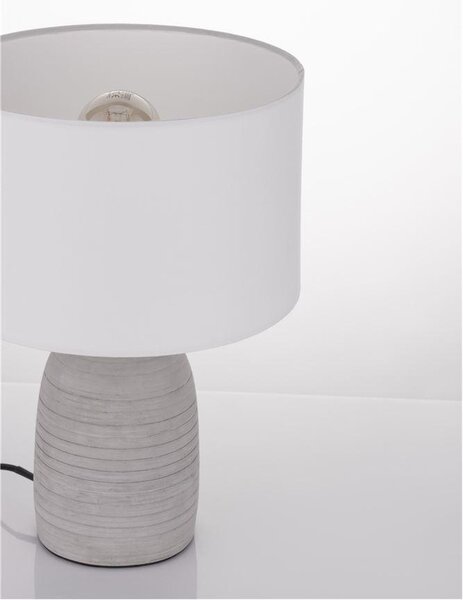 Nova Luce Stolní lampa CHEMPO šedý beton a kov bílé stínidlo E27 1x12W